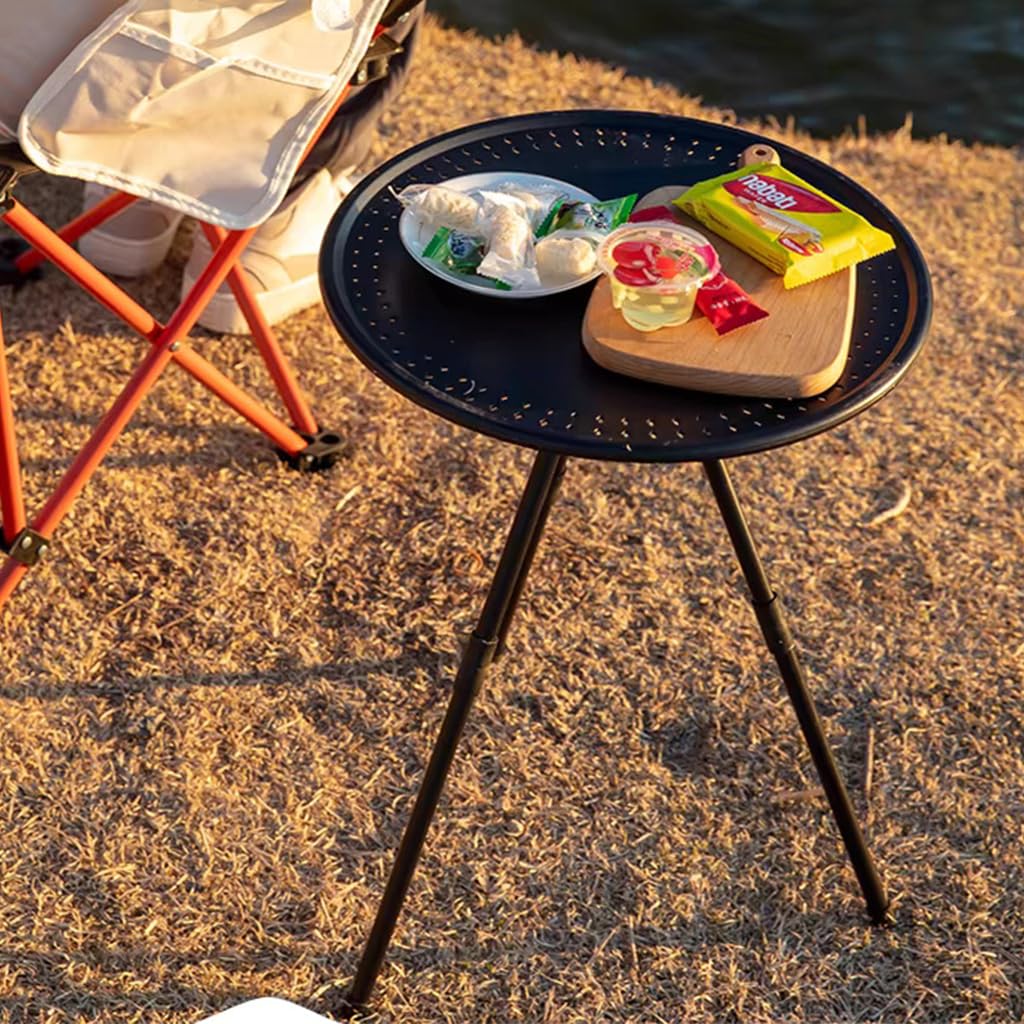 Proberos Camping Table Folding Picnic Tripod Table, 15 Inches Round Tripod Table with Adjustable Height Lightweight Small Table Portable Tea Table Shelf for Camping, Home BBQ Outdoor Fishing Proberos Camping Table Folding Picnic Tripod Table, 15 Inches Round Tripod Table with Adjustable Height Lightweight Small Table Portable Tea Table Shelf for Camping, Home BBQ Outdoor Fishing
